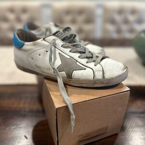 Golden Goose White and Gray Sneakers